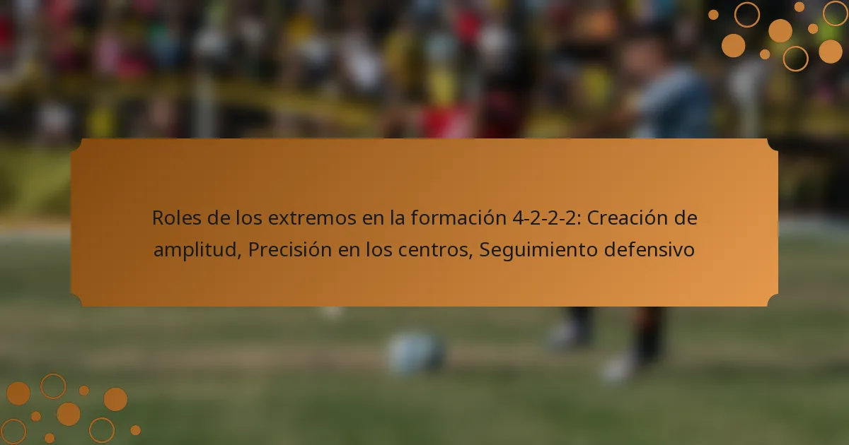Roles de los extremos en la formación 4-2-2-2: Creación de amplitud, Precisión en los centros, Seguimiento defensivo